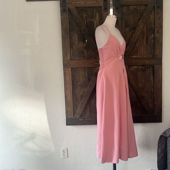 NWT Spaghetti Strap Dress Sleeveless V Neck Cutout Slit Casual - Picture 4 of 15